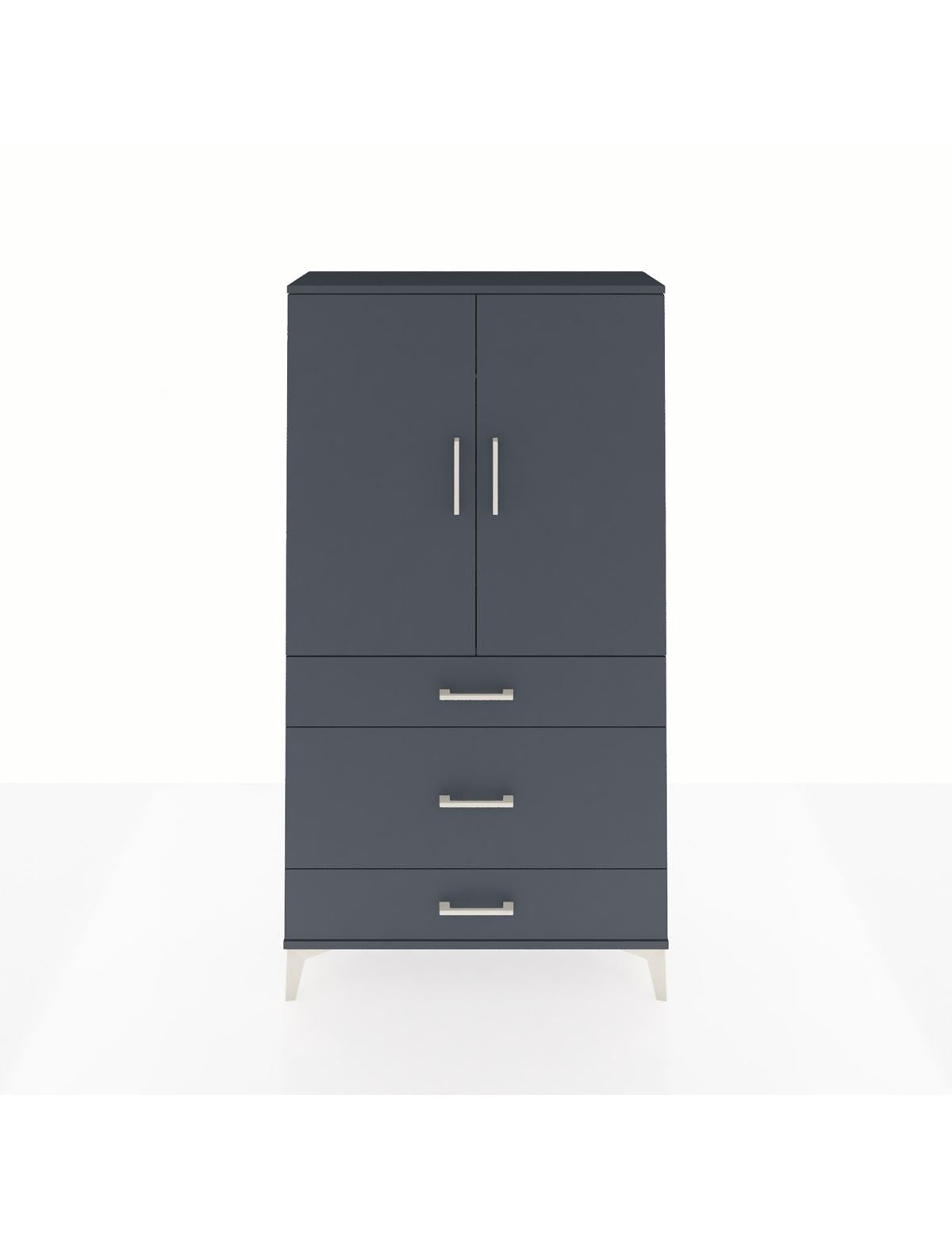 Arges Dolap Tek Raflı 3 Çekmeceli Tek Askılı 88x30x163 Antrasit-Antrasit