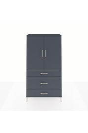 Arges Dolap Tek Raflı 3 Çekmeceli Tek Askılı 88x30x163 Antrasit-Antrasit