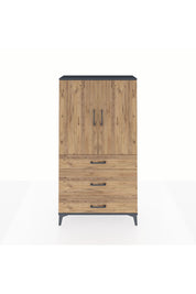 Arges Dolap Tek Raflı 3 Çekmeceli Tek Askılı 88x30x163 Antrasit-Çam