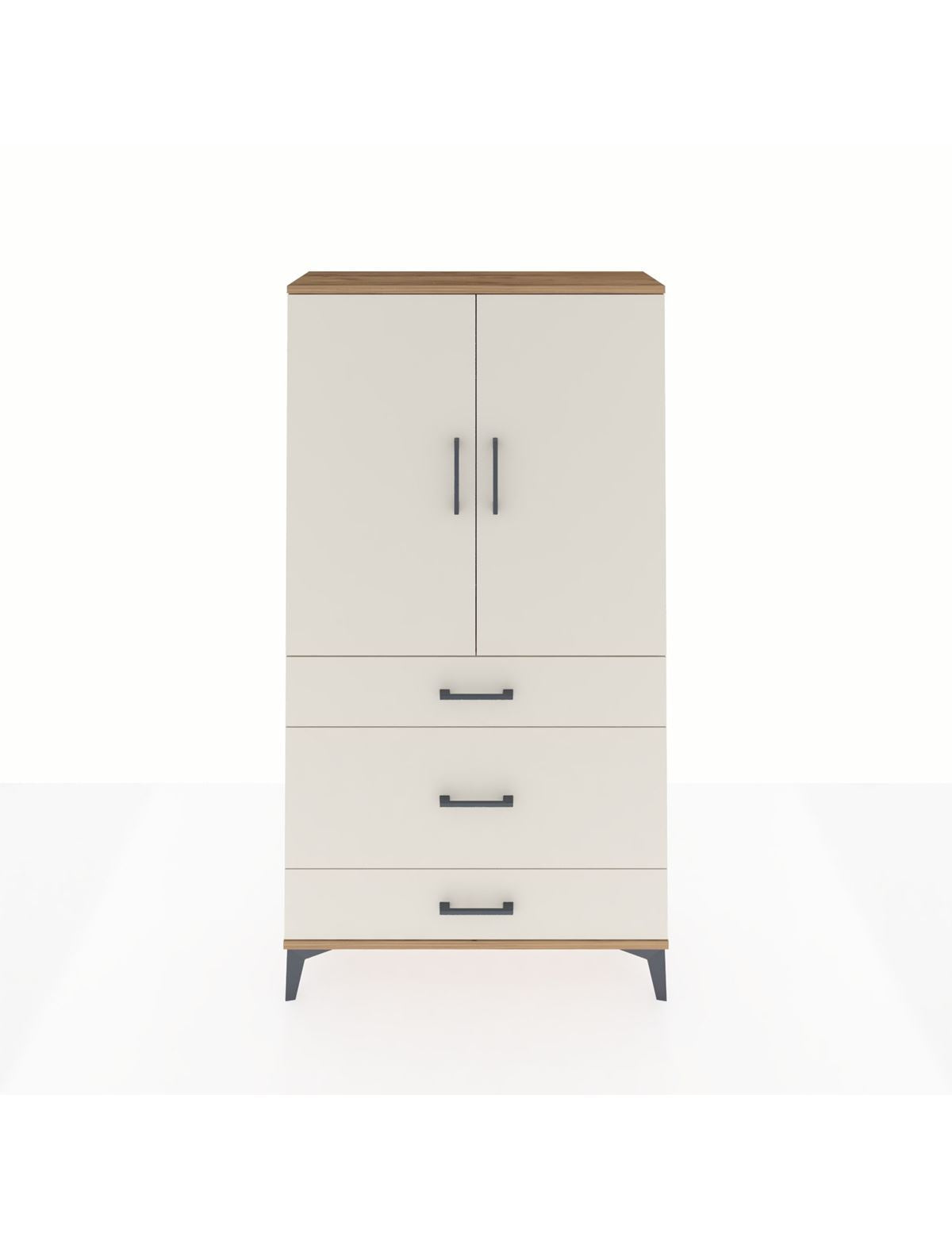 Arges Dolap Tek Raflı 3 Çekmeceli Tek Askılı 88x30x163 Çam-Aytaşı