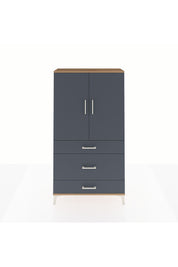 Arges Dolap Tek Raflı 3 Çekmeceli Tek Askılı 88x30x163 Çam-Antrasit