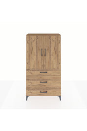 Arges Dolap Tek Raflı 3 Çekmeceli Tek Askılı 88x30x163 Çam-Çam