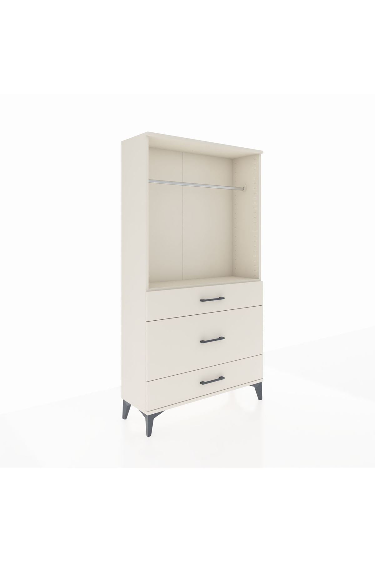 Arges Dolap Tek Raflı 3 Çekmeceli Tek Askılı 88x30x163 Aytaşı-Aytaşı