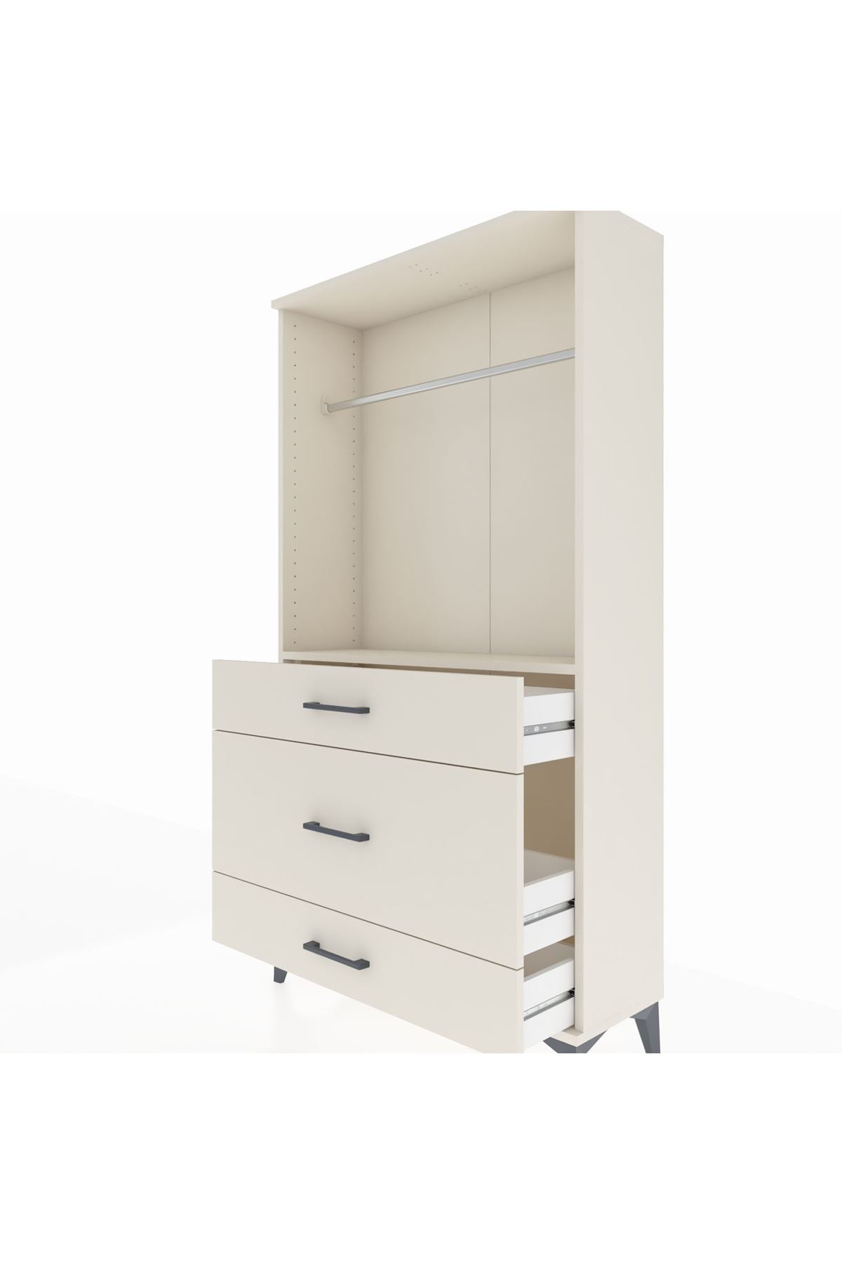 Arges Dolap Tek Raflı 3 Çekmeceli Tek Askılı 88x30x163 Aytaşı-Aytaşı