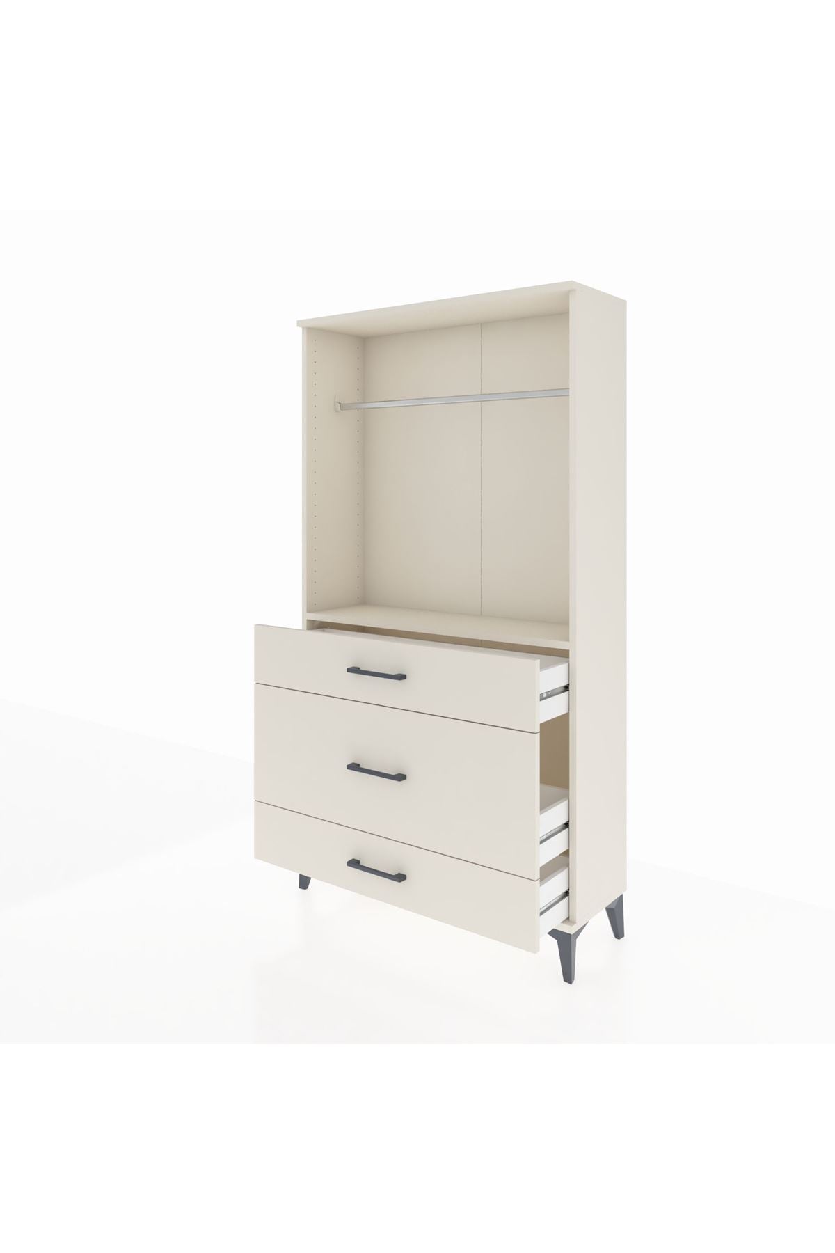 Arges Dolap Tek Raflı 3 Çekmeceli Tek Askılı 88x30x163 Aytaşı-Aytaşı