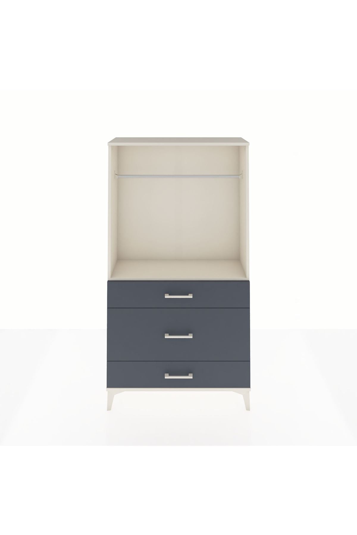 Arges Dolap Tek Raflı 3 Çekmeceli Tek Askılı 88x30x163 Aytaşı-Antrasit