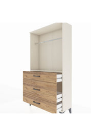 Arges Dolap Tek Raflı 3 Çekmeceli Tek Askılı 88x30x163 Aytaşı-Çam