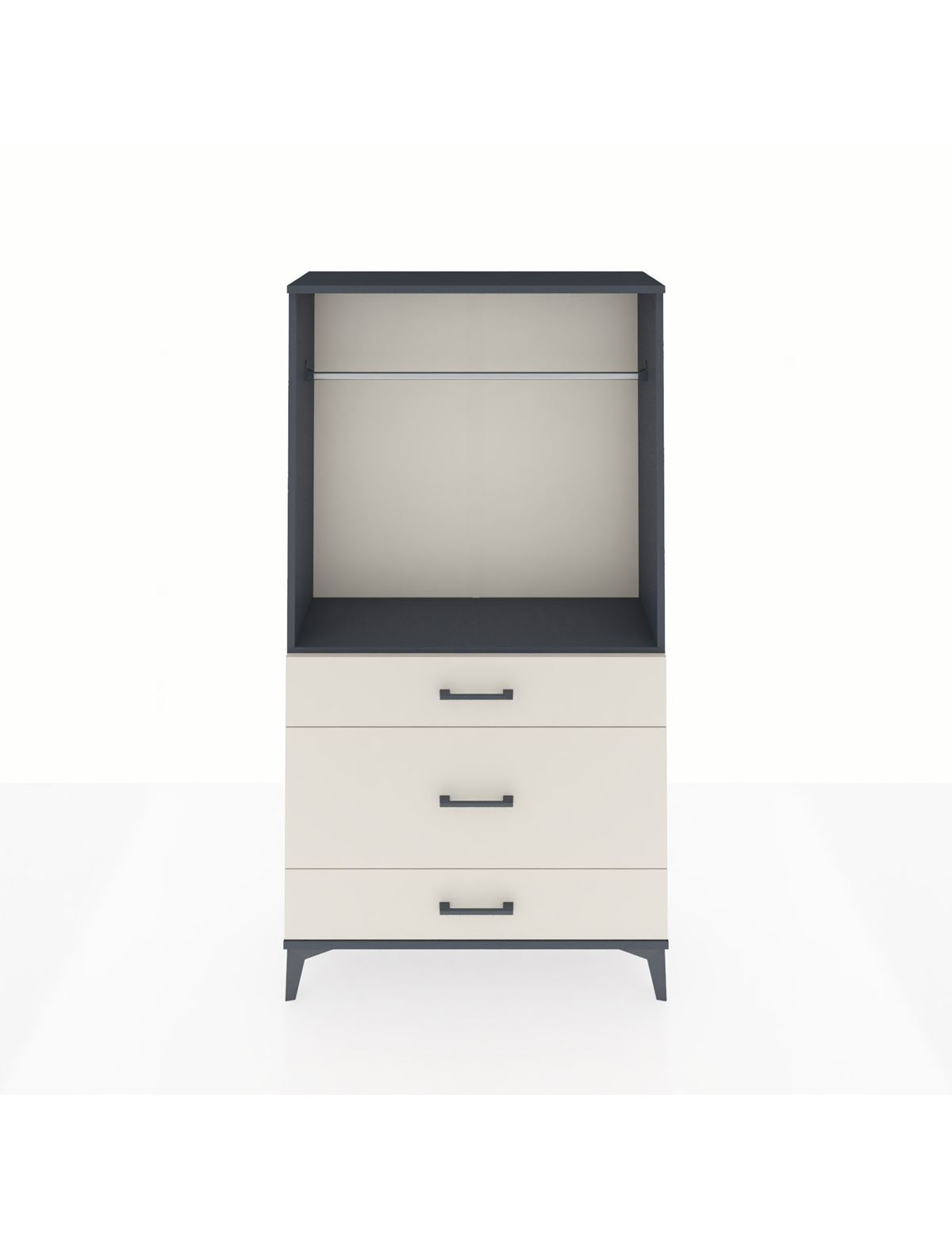 Arges Dolap Tek Raflı 3 Çekmeceli Tek Askılı 88x30x163 Antrasit-Aytaşı