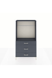 Arges Dolap Tek Raflı 3 Çekmeceli Tek Askılı 88x30x163 Antrasit-Antrasit