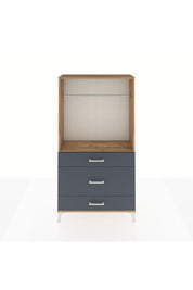 Arges Dolap Tek Raflı 3 Çekmeceli Tek Askılı 88x30x163 Çam-Antrasit