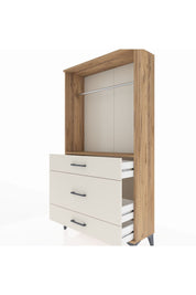 Arges Dolap Tek Raflı 3 Çekmeceli Tek Askılı 88x30x163 Çam-Aytaşı