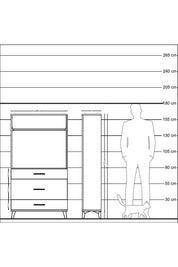Arges Dolap Tek Raflı 3 Çekmeceli Tek Askılı 88x30x163 Çam-Antrasit