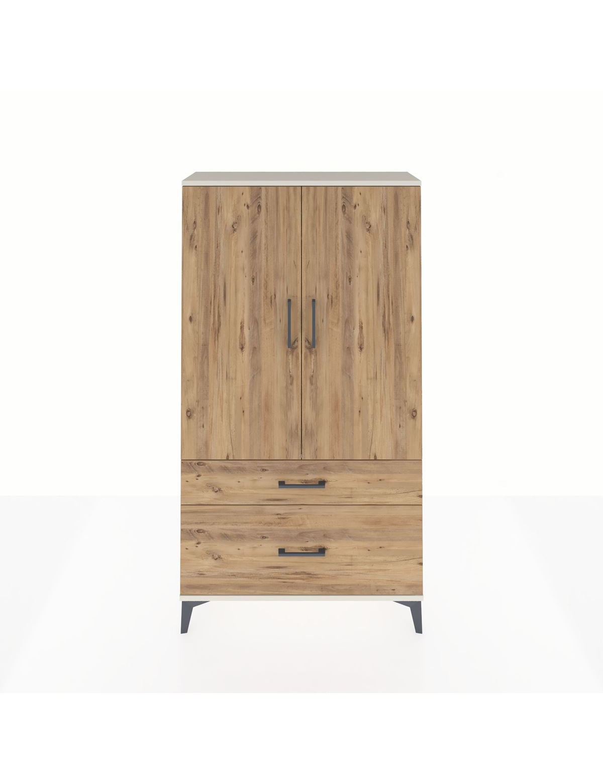 Arges Dolap Tek Raflı 2 Çekmeceli Tek Askılı 88x30x163 Aytaşı-Çam