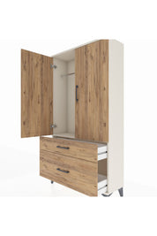 Arges Dolap Tek Raflı 2 Çekmeceli Tek Askılı 88x30x163 Aytaşı-Çam