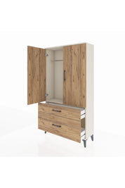 Arges Dolap Tek Raflı 2 Çekmeceli Tek Askılı 88x30x163 Aytaşı-Çam