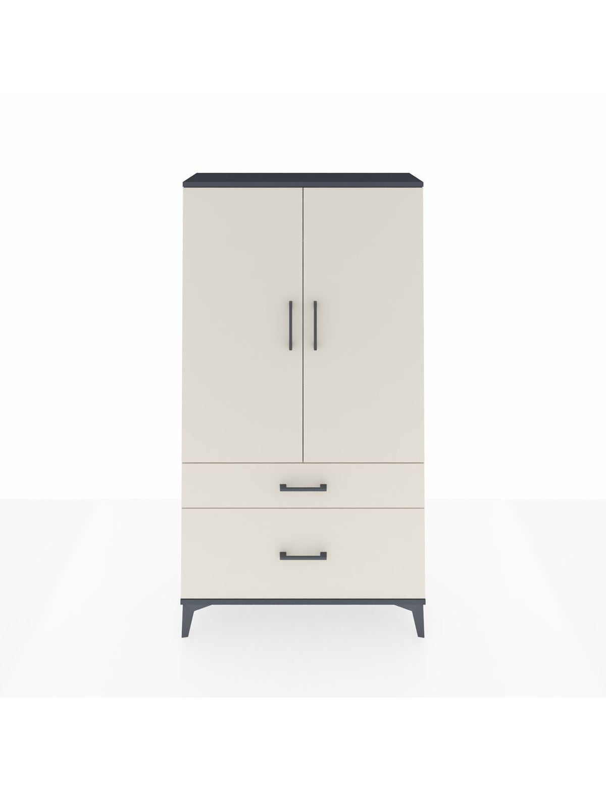 Arges Dolap Tek Raflı 2 Çekmeceli Tek Askılı 88x30x163 Antrasit-Aytaşı