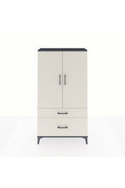 Arges Dolap Tek Raflı 2 Çekmeceli Tek Askılı 88x30x163 Antrasit-Aytaşı