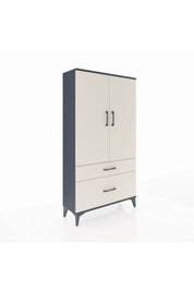 Arges Dolap Tek Raflı 2 Çekmeceli Tek Askılı 88x30x163 Antrasit-Aytaşı