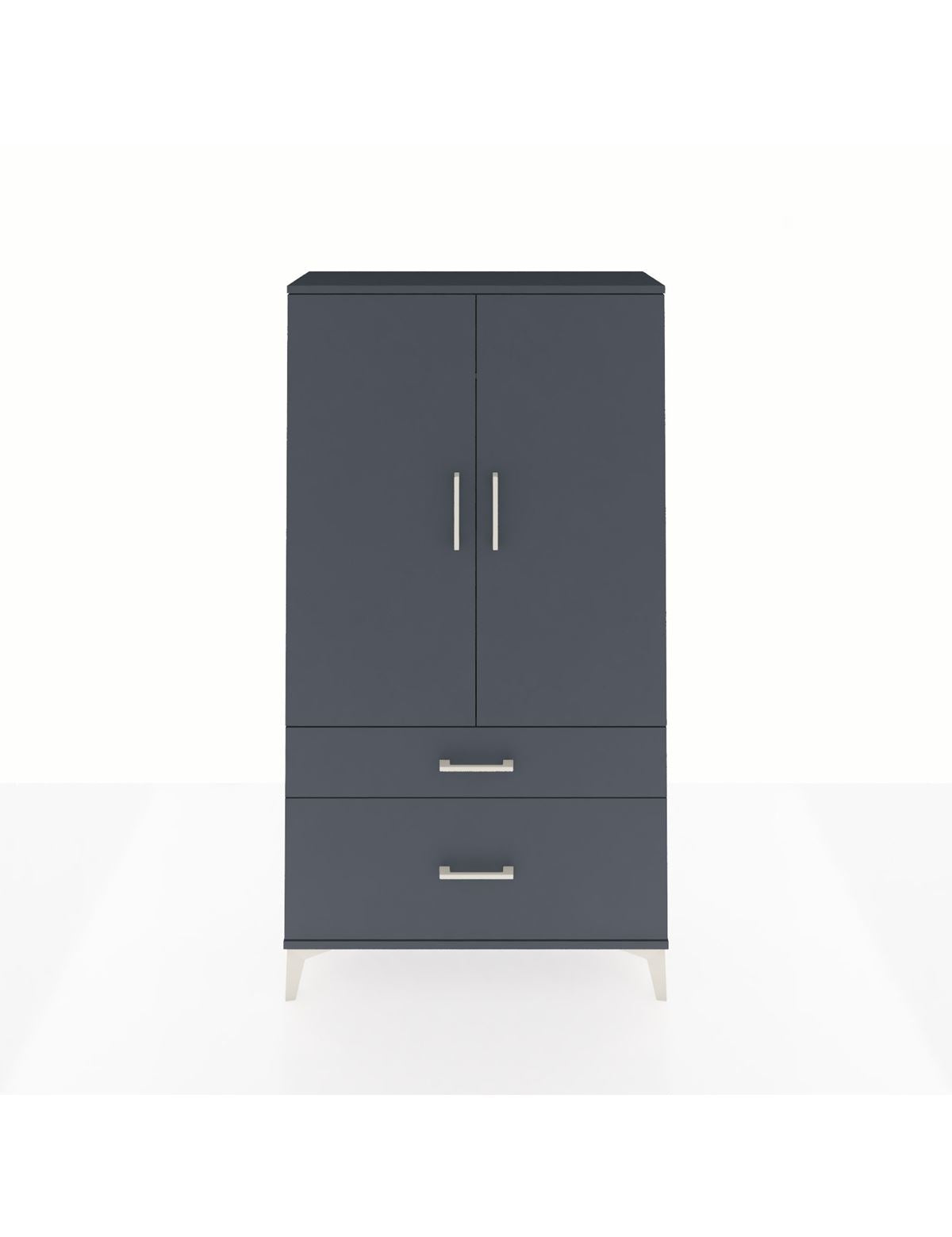 Arges Dolap Tek Raflı 2 Çekmeceli Tek Askılı 88x30x163 Antrasit-Antrasit