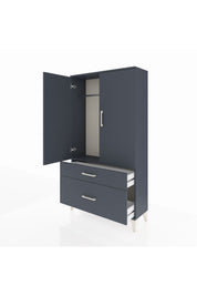 Arges Dolap Tek Raflı 2 Çekmeceli Tek Askılı 88x30x163 Antrasit-Antrasit