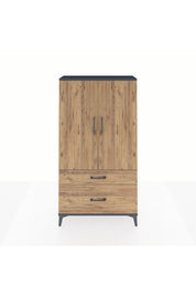 Arges Dolap Tek Raflı 2 Çekmeceli Tek Askılı 88x30x163 Antrasit-Çam