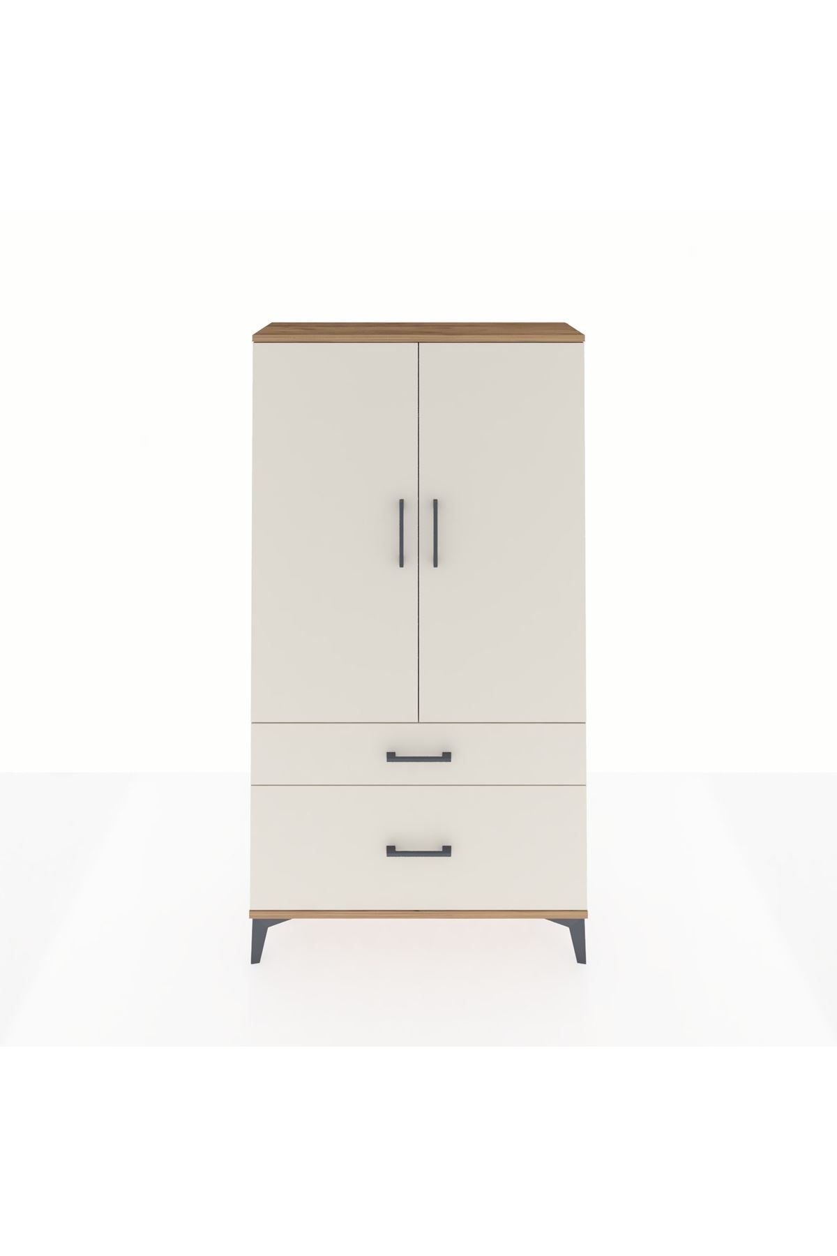 Arges Dolap Tek Raflı 2 Çekmeceli Tek Askılı 88x30x163 Çam-Aytaşı