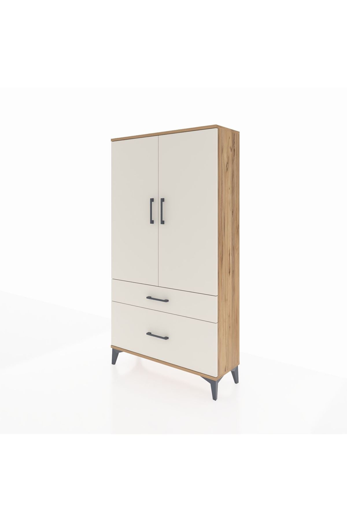 Arges Dolap Tek Raflı 2 Çekmeceli Tek Askılı 88x30x163 Çam-Aytaşı