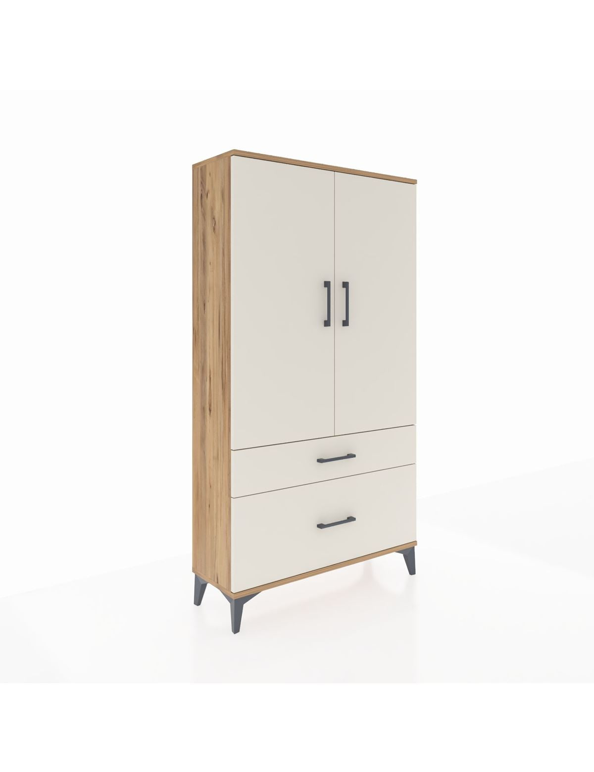 Arges Dolap Tek Raflı 2 Çekmeceli Tek Askılı 88x30x163 Çam-Aytaşı