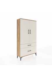 Arges Dolap Tek Raflı 2 Çekmeceli Tek Askılı 88x30x163 Çam-Aytaşı