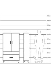 Arges Dolap Tek Raflı 2 Çekmeceli Tek Askılı 88x30x163 Çam-Aytaşı