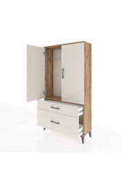 Arges Dolap Tek Raflı 2 Çekmeceli Tek Askılı 88x30x163 Çam-Aytaşı