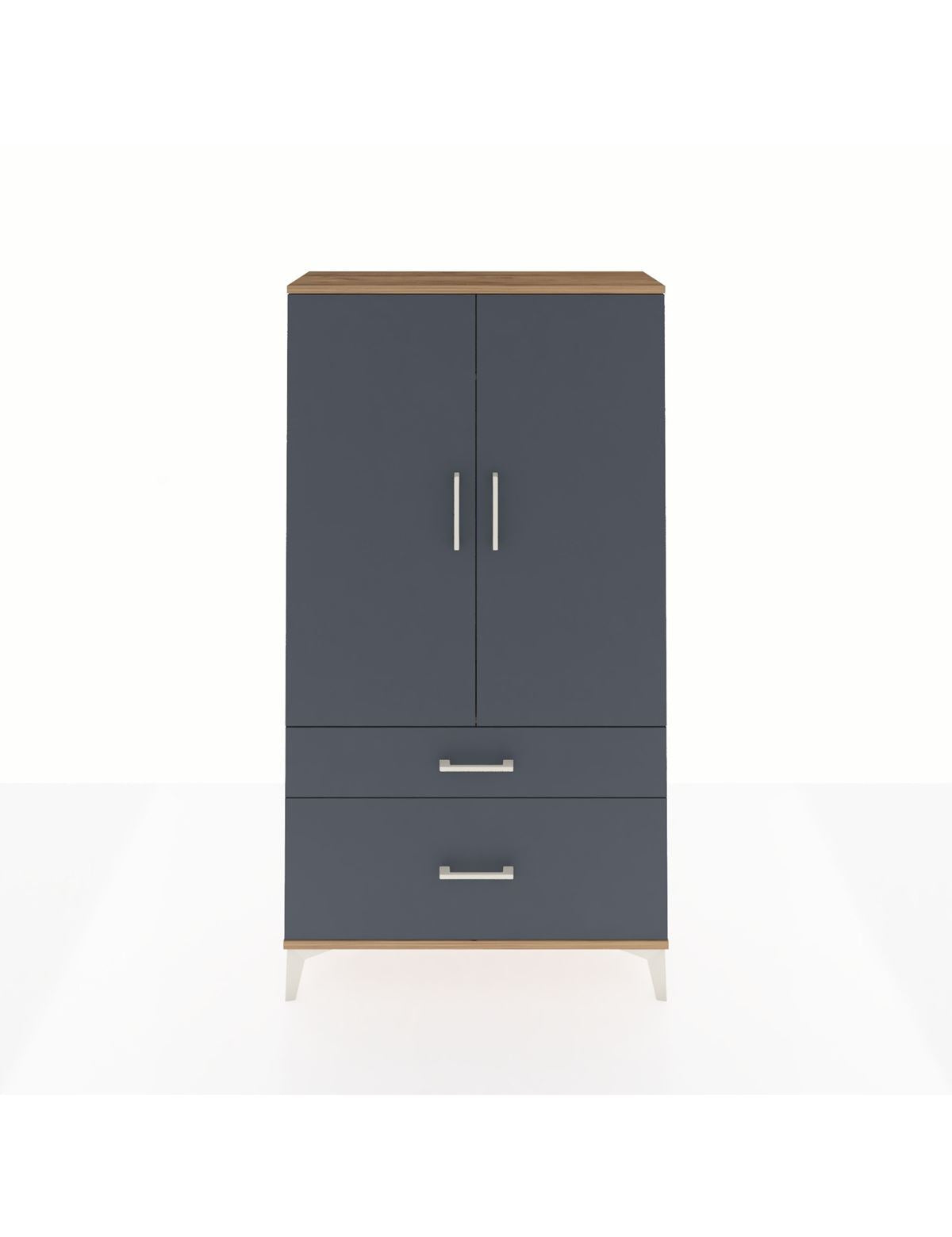 Arges Dolap Tek Raflı 2 Çekmeceli Tek Askılı 88x30x163 Çam-Antrasit