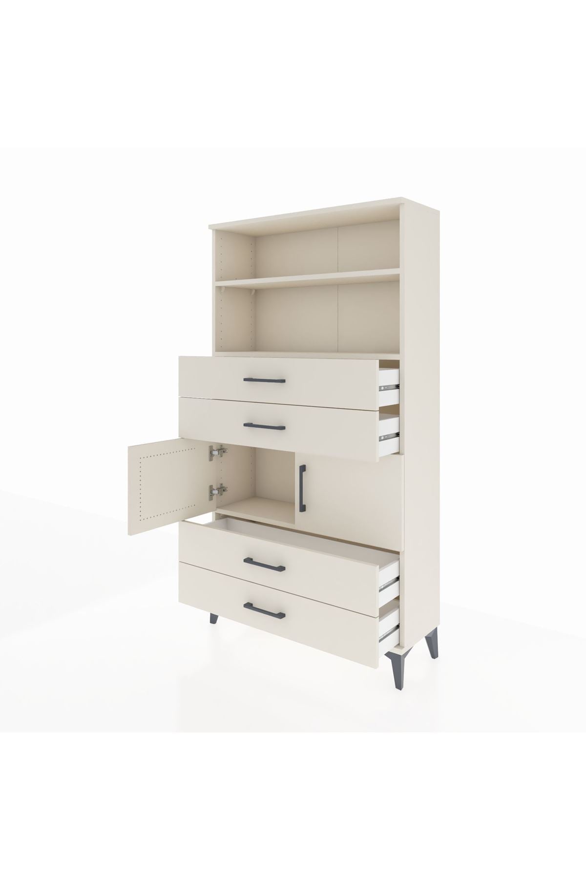 Arges Dolap 3 Raflı 4 Çekmeceli 2 Kapaklı 88x30x163 Aytaşı-Aytaşı