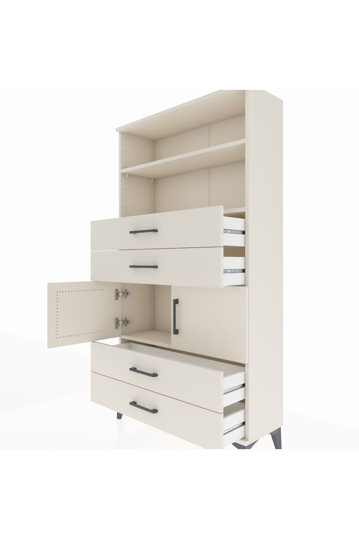 Arges Dolap 3 Raflı 4 Çekmeceli 2 Kapaklı 88x30x163 Aytaşı-Aytaşı