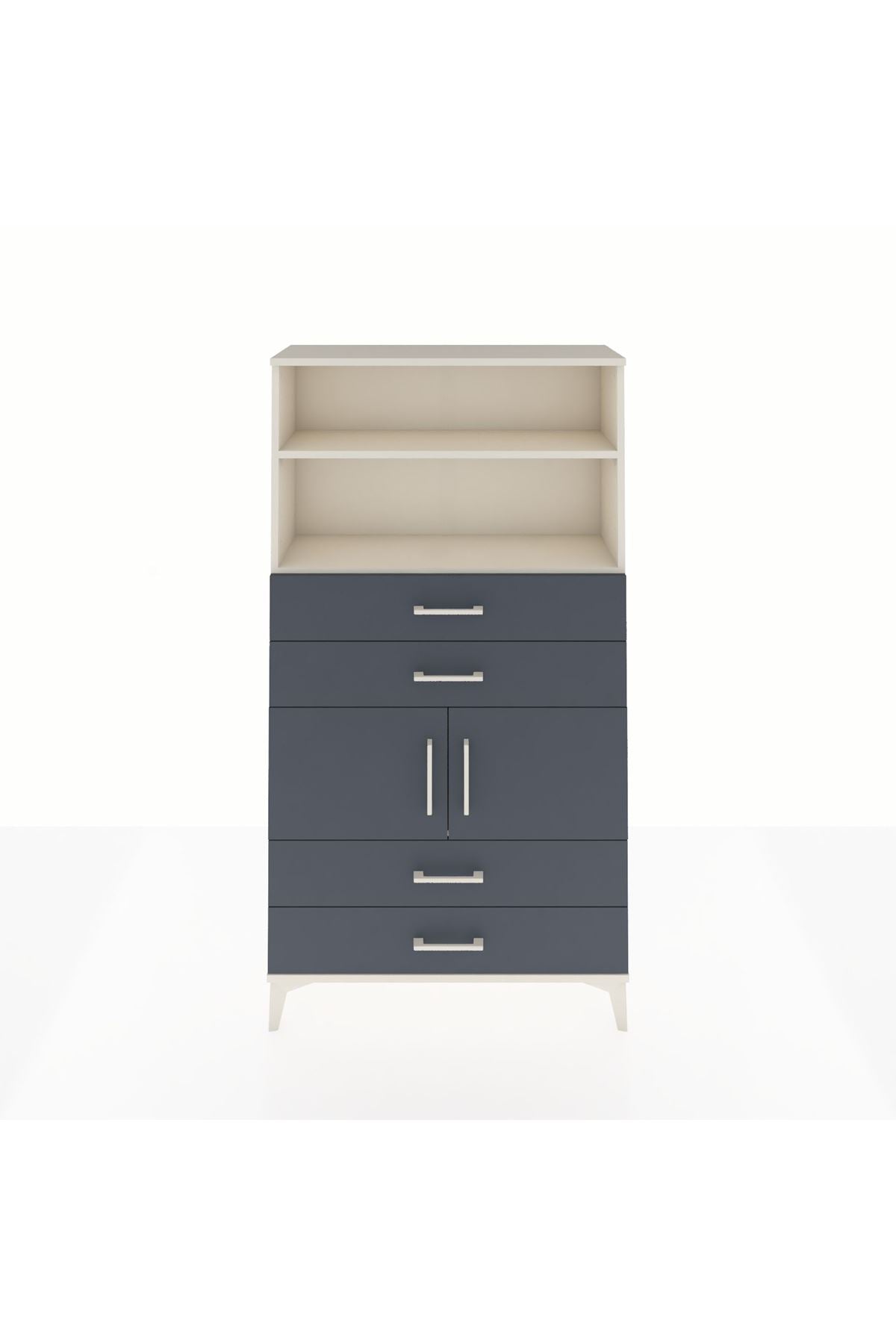 Arges Dolap 3 Raflı 4 Çekmeceli 2 Kapaklı 88x30x163 Aytaşı-Antrasit