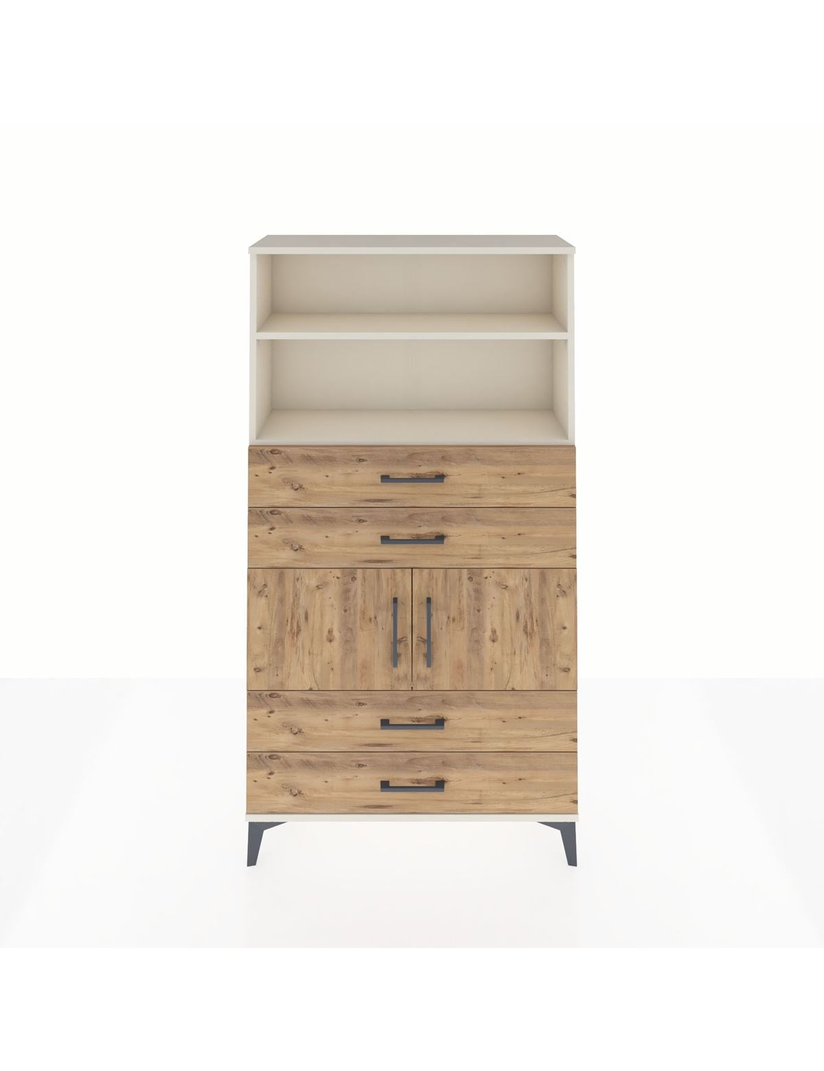 Arges Dolap 3 Raflı 4 Çekmeceli 2 Kapaklı 88x30x163 Aytaşı-Çam