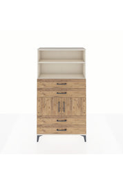 Arges Dolap 3 Raflı 4 Çekmeceli 2 Kapaklı 88x30x163 Aytaşı-Çam