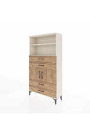 Arges Dolap 3 Raflı 4 Çekmeceli 2 Kapaklı 88x30x163 Aytaşı-Çam