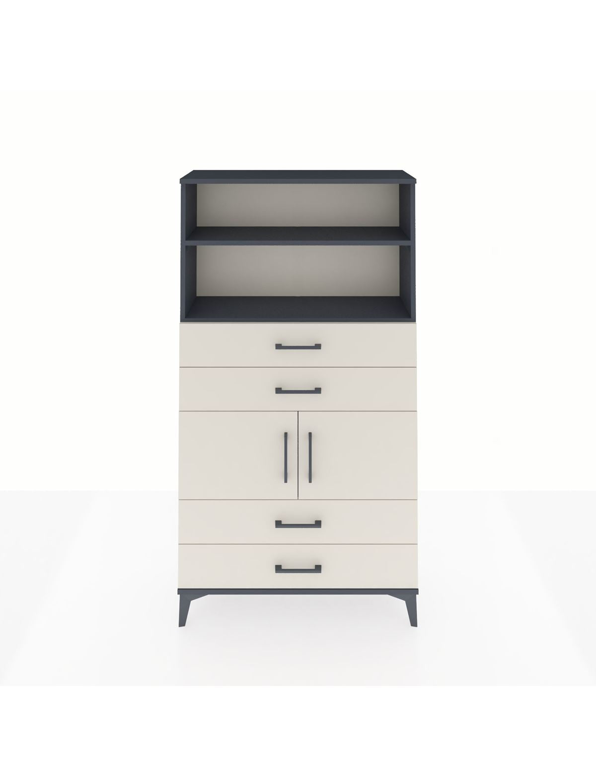 Arges Dolap 3 Raflı 4 Çekmeceli 2 Kapaklı 88x30x163 Antrasit-Aytaşı