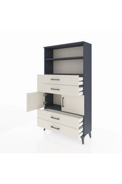 Arges Dolap 3 Raflı 4 Çekmeceli 2 Kapaklı 88x30x163 Antrasit-Aytaşı