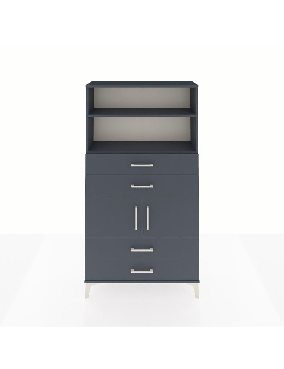 Arges Dolap 3 Raflı 4 Çekmeceli 2 Kapaklı 88x30x163 Antrasit-Antrasit