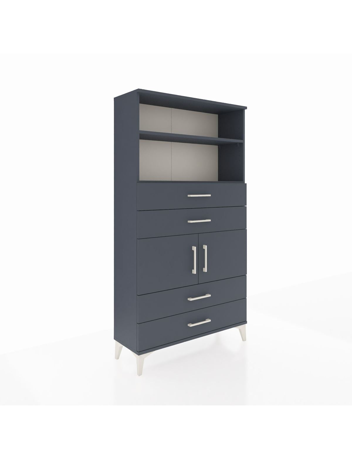 Arges Dolap 3 Raflı 4 Çekmeceli 2 Kapaklı 88x30x163 Antrasit-Antrasit