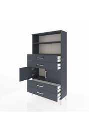 Arges Dolap 3 Raflı 4 Çekmeceli 2 Kapaklı 88x30x163 Antrasit-Antrasit