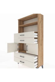 Arges Dolap 3 Raflı 4 Çekmeceli 2 Kapaklı 88x30x163 Çam-Aytaşı