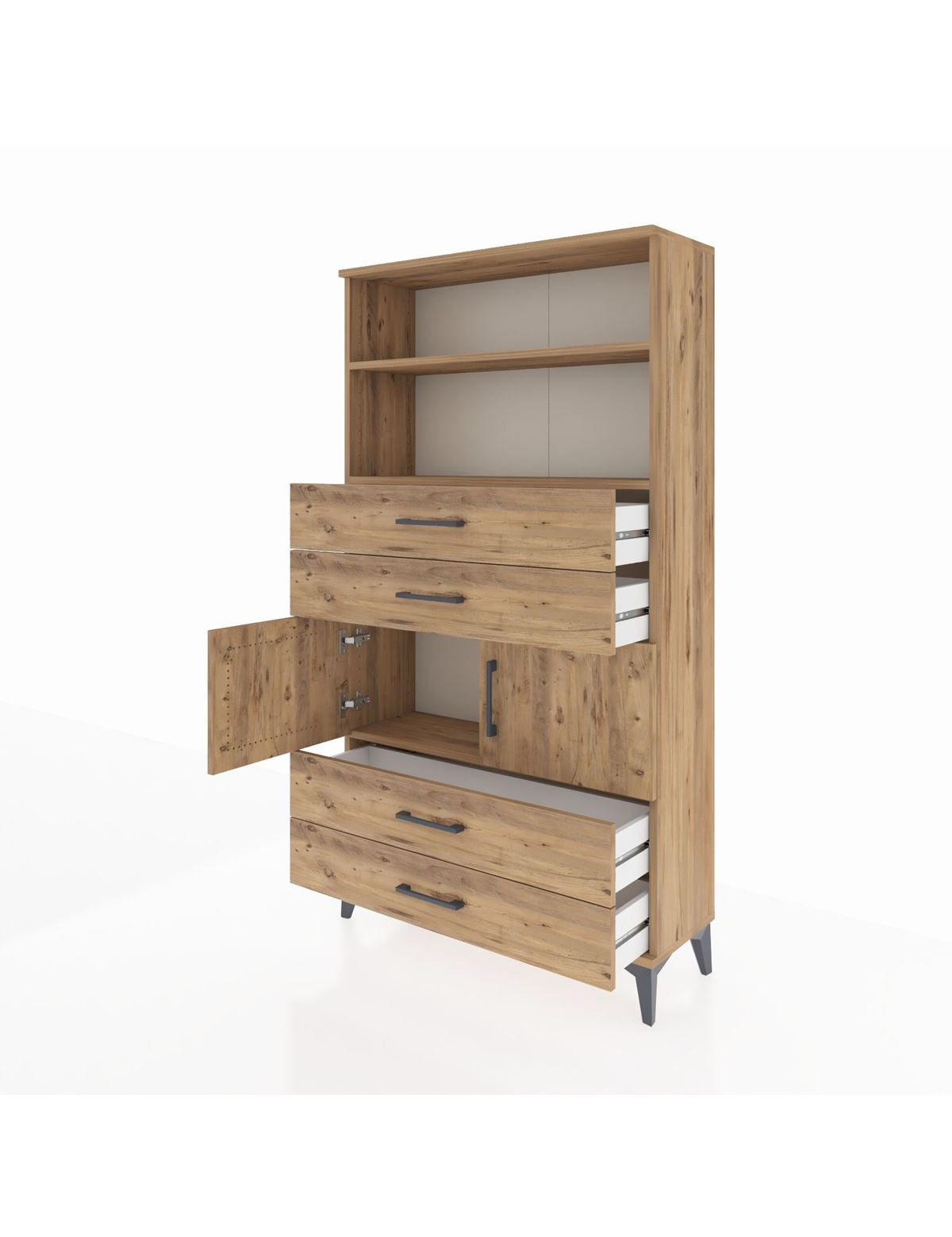 Arges Dolap 3 Raflı 4 Çekmeceli 2 Kapaklı 88x30x163 - S21M120V9A