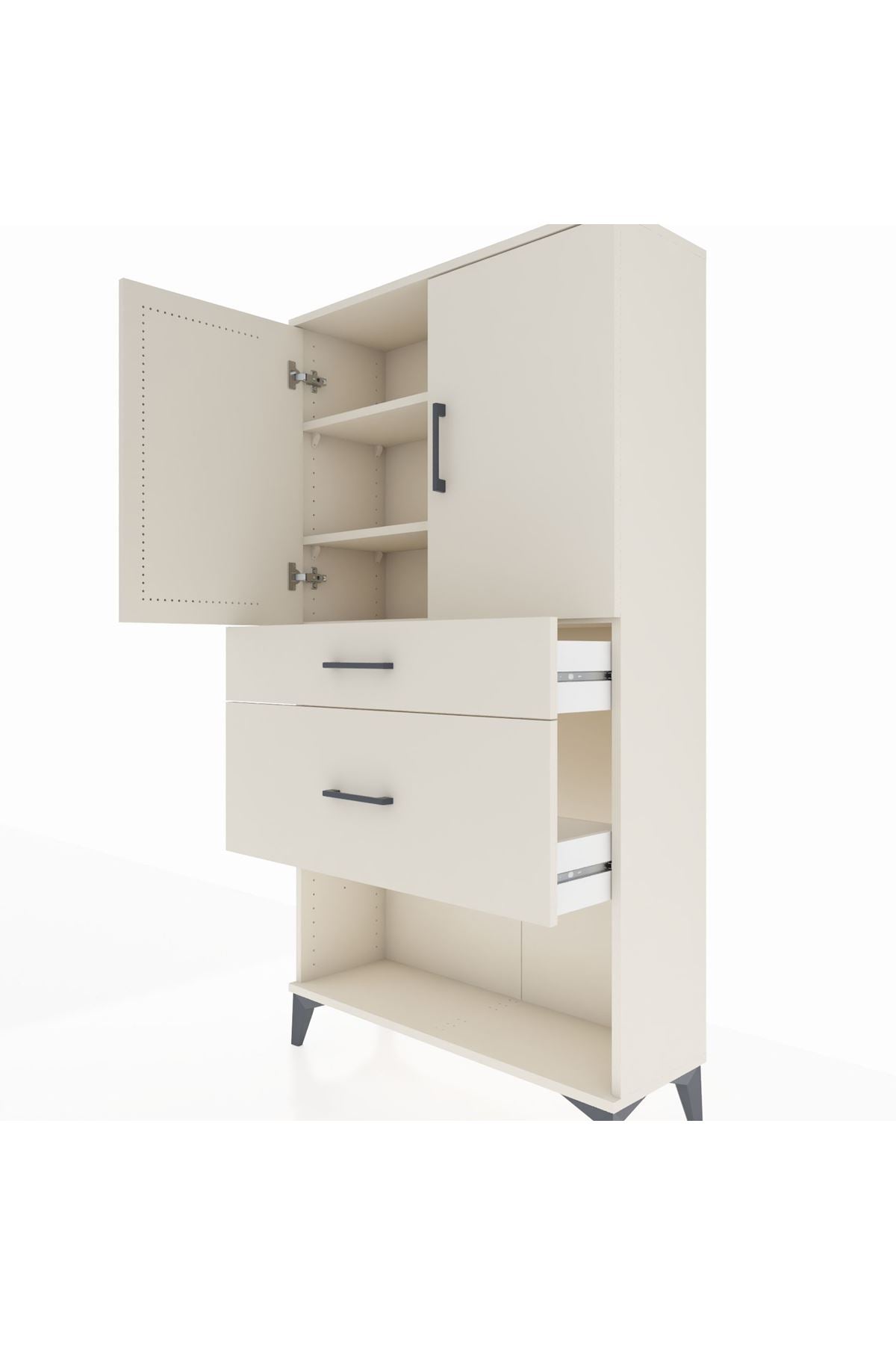 Arges Dolap 3 Raflı 2 Çekmeceli 2 Kapaklı 88x30x163 Aytaşı-Aytaşı