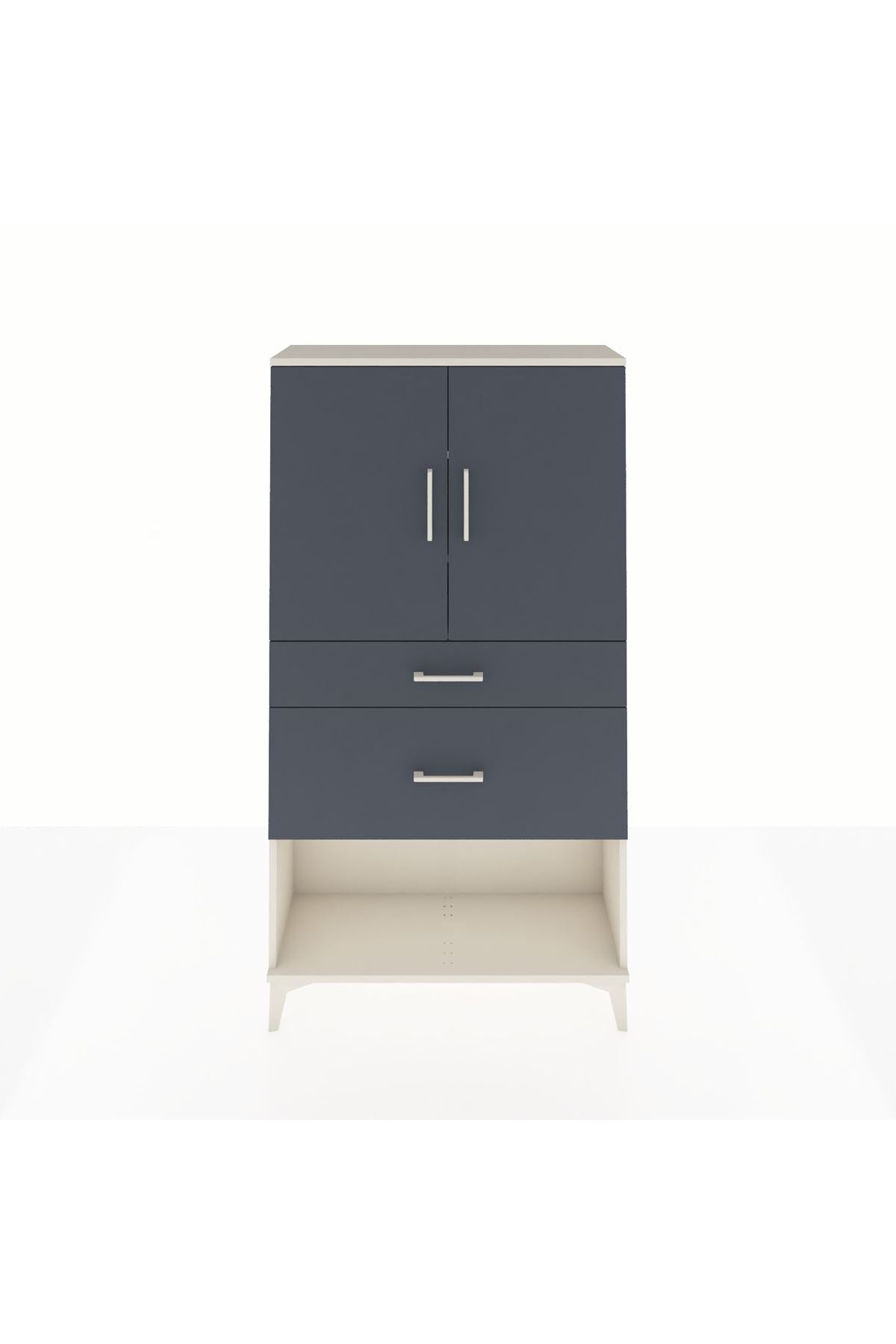 Arges Dolap 3 Raflı 2 Çekmeceli 2 Kapaklı 88x30x163 Aytaşı-Antrasit