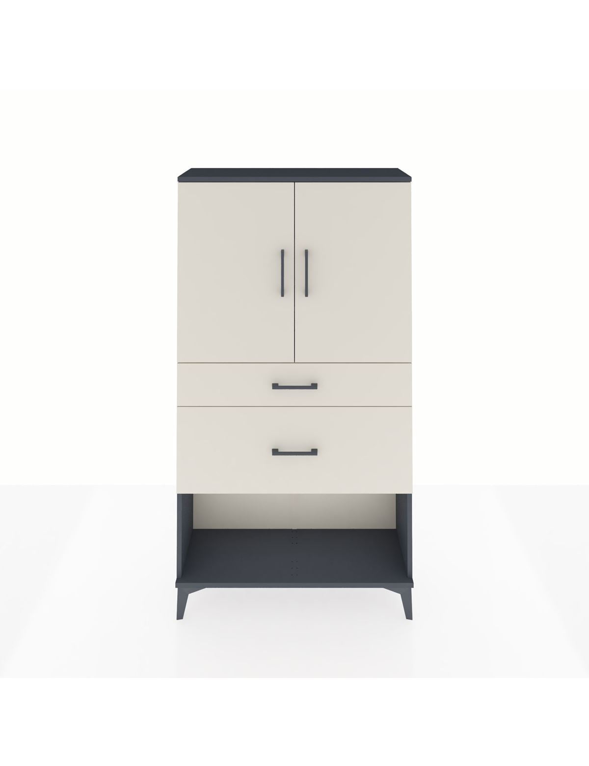 Arges Dolap 3 Raflı 2 Çekmeceli 2 Kapaklı 88x30x163 Antrasit-Aytaşı