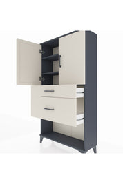 Arges Dolap 3 Raflı 2 Çekmeceli 2 Kapaklı 88x30x163 Antrasit-Aytaşı