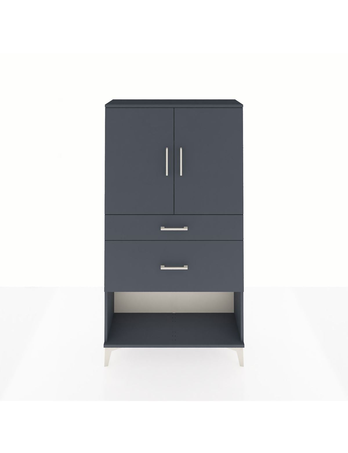 Arges Dolap 3 Raflı 2 Çekmeceli 2 Kapaklı 88x30x163 Antrasit-Antrasit